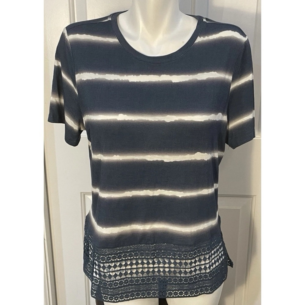 Laundry by Shelli Segal Top Womens Medium Short Sleeve Lace Bottom